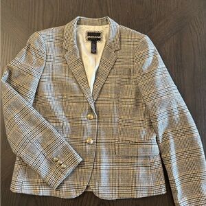 J. Crew Checkered Blazer with Gold Accents